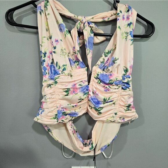 🐢 Zara Floral Print Corset Top SIZE L - Picture 5 of 12
